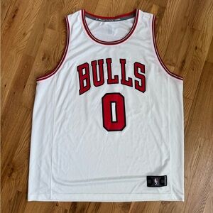 NBA Bulls White Jersey with Red Accents